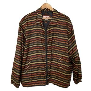 Vintage Silk Xposure 100% Silk Striped Windbreaker Jacket